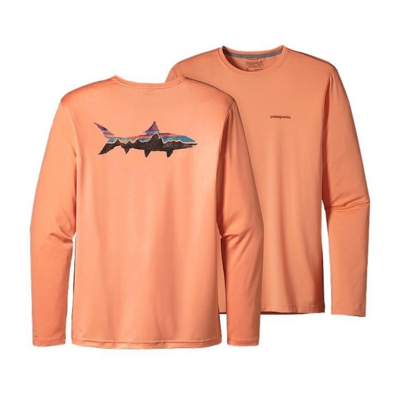 Patagonia Other - Patagonia Men's Capilene Cool Daily Fish Logo Long Sleve Orange Large